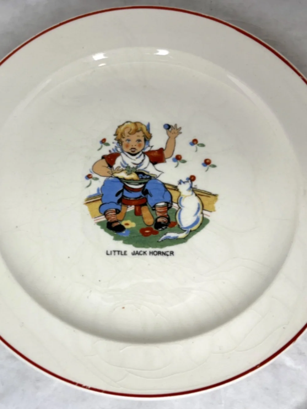 Vintage 2 Little Jack Horner Nursery Rhyme Childs Plates Transferware